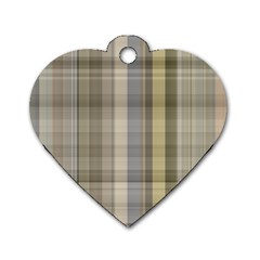 Beige Tan Madras Plaid Dog Tag Heart (Two Sides) from ArtsNow.com Front