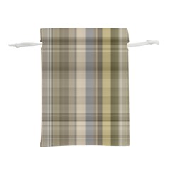 Beige Tan Madras Plaid Lightweight Drawstring Pouch (S) from ArtsNow.com Front