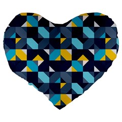 Geometric Hypnotic Shapes Large 19  Premium Heart Shape Cushions from ArtsNow.com Back