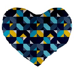 Geometric Hypnotic Shapes Large 19  Premium Flano Heart Shape Cushions from ArtsNow.com Front