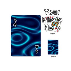 Blue Wavy Playing Cards 54 Designs (Mini) from ArtsNow.com Front - Spade4
