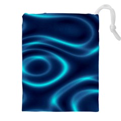 Blue Wavy Drawstring Pouch (5XL) from ArtsNow.com Front