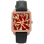 Flowery Fire Rose Gold Leather Watch 