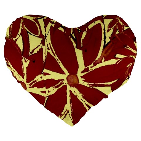 Flowery Fire Large 19  Premium Flano Heart Shape Cushions from ArtsNow.com Front