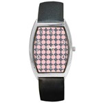 Retro Pink And Grey Pattern Barrel Style Metal Watch