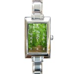 In the forest the fullness of spring, green, Rectangle Italian Charm Watch