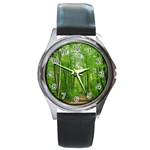 In the forest the fullness of spring, green, Round Metal Watch
