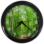 In the forest the fullness of spring, green, Wall Clock (Black)