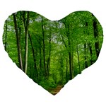 In the forest the fullness of spring, green, Large 19  Premium Heart Shape Cushions