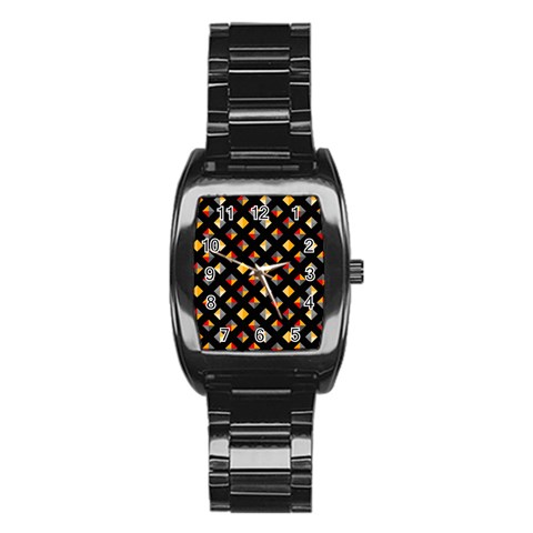 Geometric Diamond Tile Stainless Steel Barrel Watch from ArtsNow.com Front