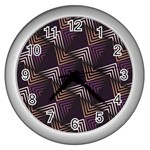 Zigzag Motif Design Wall Clock (Silver)