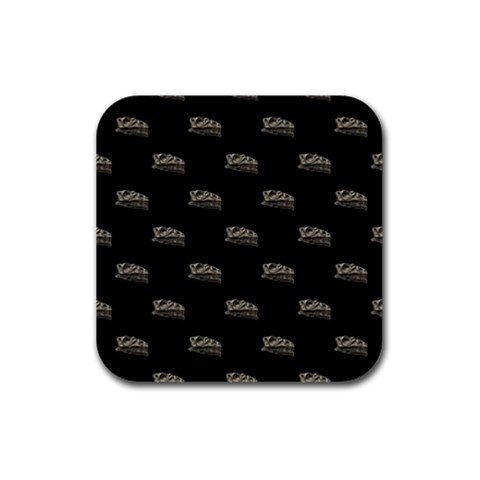 Dinosaur Skeleton Head Motif Pattern Rubber Square Coaster (4 pack)  from ArtsNow.com Front