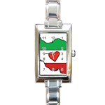 Heart Flag Map of Iran  Rectangle Italian Charm Watch