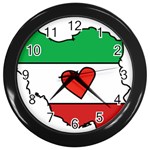 Heart Flag Map of Iran  Wall Clock (Black)