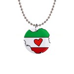Heart Flag Map of Iran  1  Button Necklace