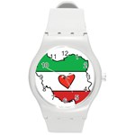 Heart Flag Map of Iran  Round Plastic Sport Watch (M)