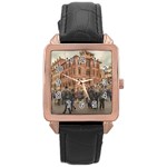 Piazza Di Spagna, Rome Italy Rose Gold Leather Watch 