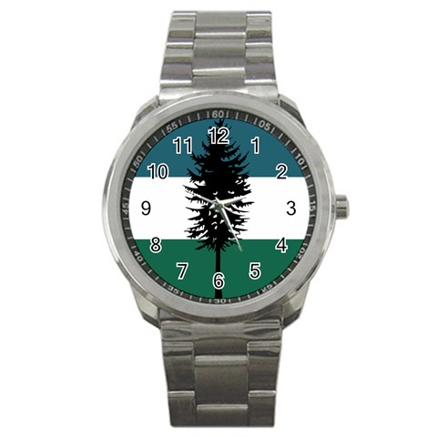 Flag of Cascadia  Sport Metal Watch from ArtsNow.com Front