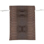Brown Alligator Leather Skin  Lightweight Drawstring Pouch (XL)