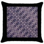 Violet Textured Mosaic Ornate Print Throw Pillow Case (Black)