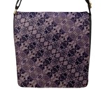 Violet Textured Mosaic Ornate Print Flap Closure Messenger Bag (L)