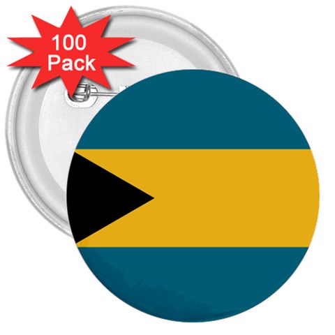 Flag of the Bahamas 3  Buttons (100 pack)  from ArtsNow.com Front