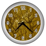 Forest Landscape Illustration 2 Wall Clock (Silver)