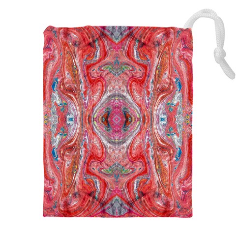 Intricate red marbling Drawstring Pouch (5XL) from ArtsNow.com Front