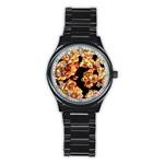 Copper Floral Stainless Steel Round Watch