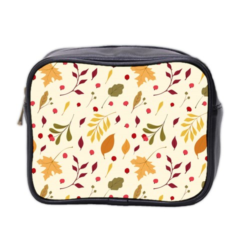 Pretty Leaves Pattern Mini Toiletries Bag (Two Sides) from ArtsNow.com Front