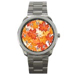 Autumn Leaves Pattern Sport Metal Watch