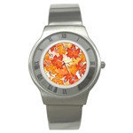 Autumn Leaves Pattern Stainless Steel Watch