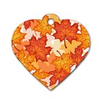 Autumn Leaves Pattern Dog Tag Heart (One Side)