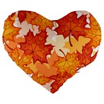 Autumn Leaves Pattern Large 19  Premium Heart Shape Cushions