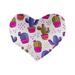 Cactus Love 4 Standard 16  Premium Heart Shape Cushions from ArtsNow.com Back