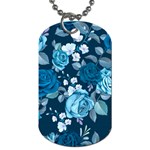 Blue Floral Print  Dog Tag (One Side)