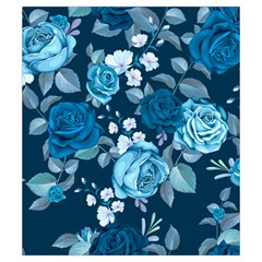 Blue Floral Print  Drawstring Pouch (Small) from ArtsNow.com Back