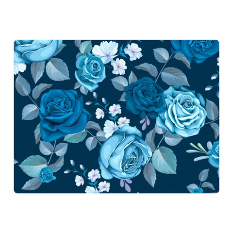Blue Floral Print  Double Sided Flano Blanket (Mini)  from ArtsNow.com 35 x27  Blanket Front