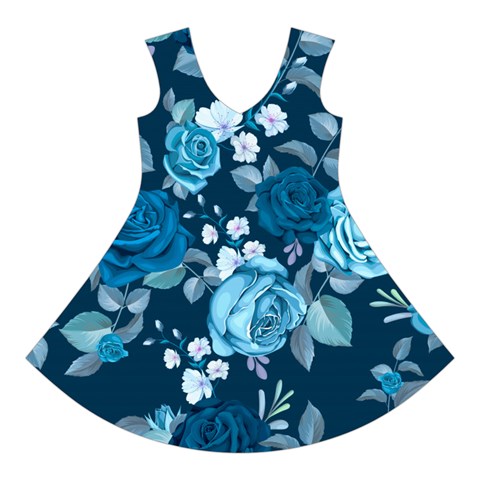 Blue Floral Print  Short Sleeve V Front