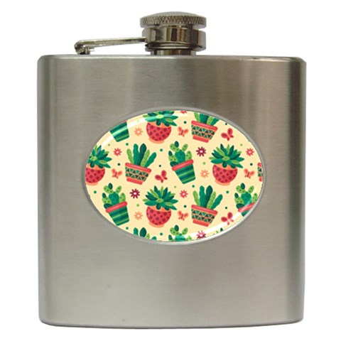 Cactus Love  Hip Flask (6 oz) from ArtsNow.com Front