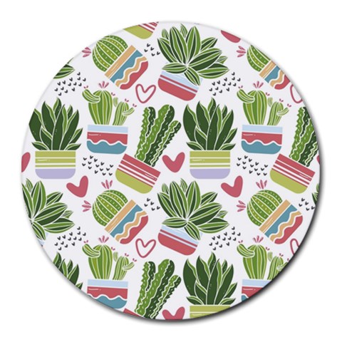 Cactus Love  Round Mousepads from ArtsNow.com Front