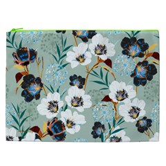Black White Floral Print Cosmetic Bag (XXL) from ArtsNow.com Front