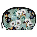 Black White Floral Print Accessory Pouch (Large)