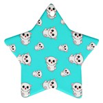 Azure blue and Crazy kitties pattern, cute kittens, cartoon cats theme Ornament (Star)