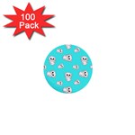 Azure blue and Crazy kitties pattern, cute kittens, cartoon cats theme 1  Mini Buttons (100 pack) 
