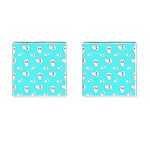 Azure blue and Crazy kitties pattern, cute kittens, cartoon cats theme Cufflinks (Square)