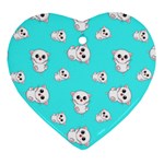 Azure blue and Crazy kitties pattern, cute kittens, cartoon cats theme Heart Ornament (Two Sides)
