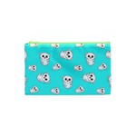 Azure blue and Crazy kitties pattern, cute kittens, cartoon cats theme Cosmetic Bag (XS)