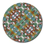 Multicolored Collage Print Pattern Mosaic Round Mousepads