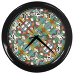 Multicolored Collage Print Pattern Mosaic Wall Clock (Black)